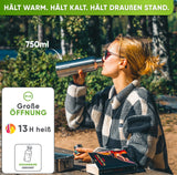 Premium Edelstahl Trinkflasche isoliert - Blockhütte - BH0013