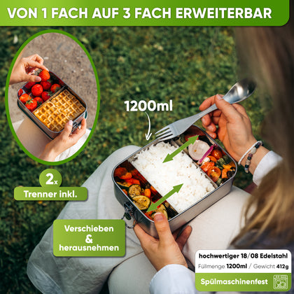 Scatola per il Pranzo in acciaio inossidabile con 2 Separatori