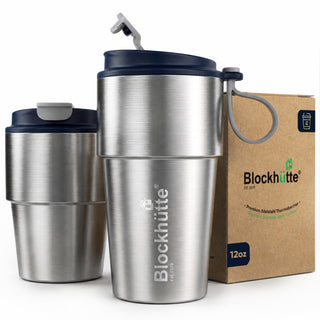 Isolierter Edelstahl Thermobecher für Kaffee und Tee – Dunkelblau, 350ml