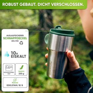 Isolierter Edelstahl Thermobecher für Kaffee und Tee – Dunkelgrün, 500ml, Ansicht 1
