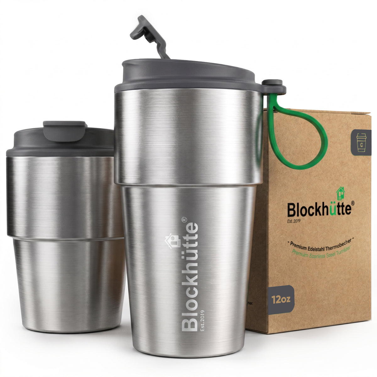 Isolierter Edelstahl Thermobecher für Kaffee und Tee – Grau, 350ml