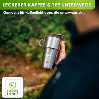 Edelstahl Isolier-Thermobecher mit Namensgravur für Kaffee & Tee – Braun, 500ml, Ansicht 2