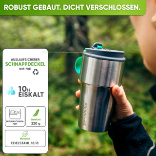 Edelstahl Isolier-Thermobecher mit Namensgravur für Kaffee & Tee – Grau, 500ml, Ansicht 3