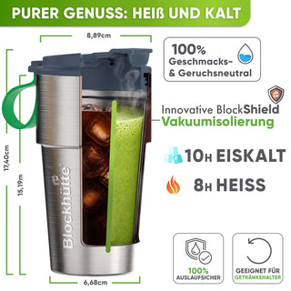 Edelstahl Isolier-Thermobecher mit Namensgravur für Kaffee & Tee – Grau, 500ml, Ansicht 5
