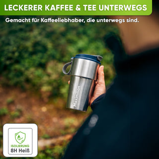 Edelstahl Isolier-Thermobecher mit Namensgravur für Kaffee & Tee – Dunkelblau, 500ml, Ansicht 2