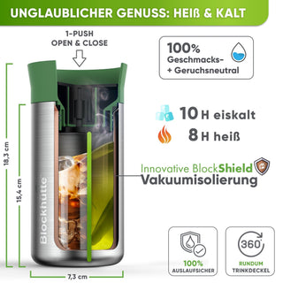 Individual Gravur für den Edelstahl Thermobecher | Blockhütte | Größe: 354ml | Farbe: Schwarz