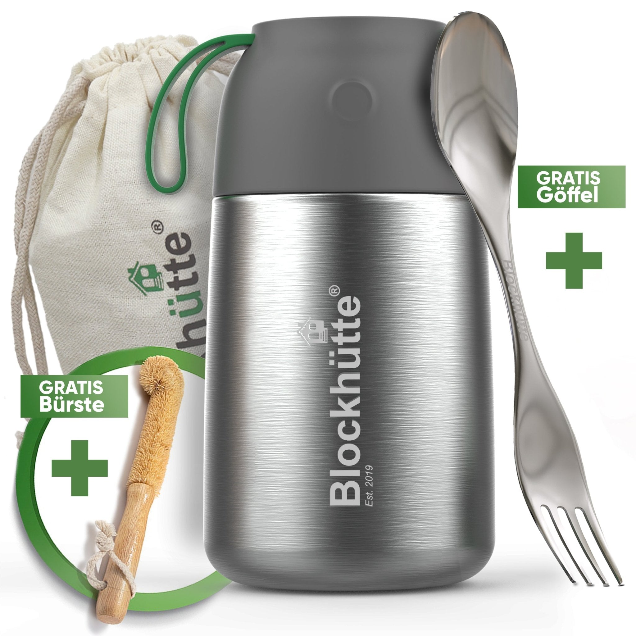 Edelstahl Thermo Lunchbox mit Anti - Vakuum Stöpsel | 530ml |