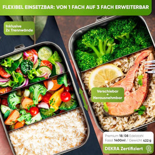 Foodie-Bundle - Edelstahl Brotdose + Thermolunchbox | Brotdose (Größe): 800ml | Lunchbox (Größe): 1000ml