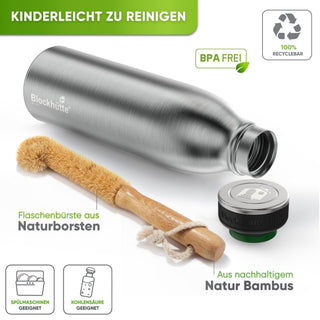 Individual Gravur für die Edelstahl Sport Trinkflasche - Blockhütte - I_SP-TFL_1000