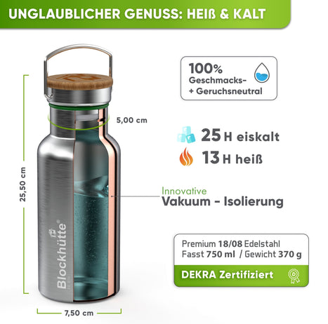 Individual Gravur für die Edelstahl Trinkflasche - Blockhütte - I_TFL_1000