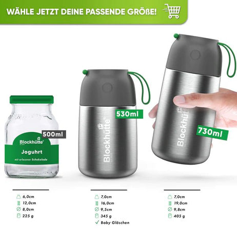 Lunch - Bundle - Thermolunchbox + Edelstahl Trinkflasche - Blockhütte - BH0013+BH0024