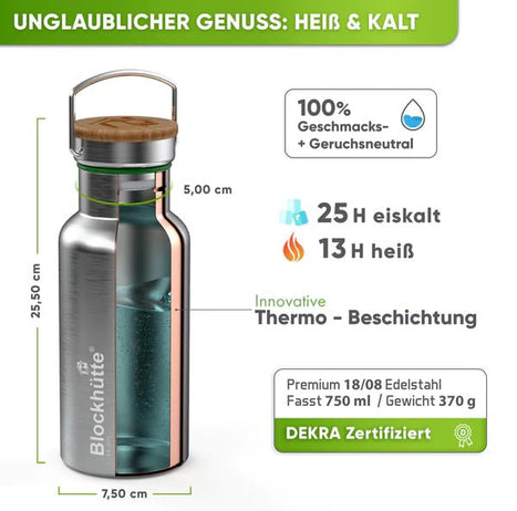 Lunch - Bundle - Thermolunchbox + Edelstahl Trinkflasche - Blockhütte - BH0013+BH0024