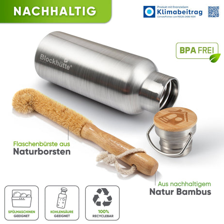 Lunch - Bundle - Thermolunchbox + Edelstahl Trinkflasche - Blockhütte - BH0013+BH0024