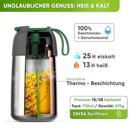Lunch - Bundle - Thermolunchbox + Edelstahl Trinkflasche - Blockhütte - BH0013+BH0024
