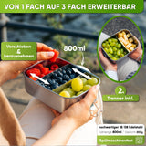 Premium Edelstahl Brotdose mit 2 Trennwänden - Blockhütte - BH0001