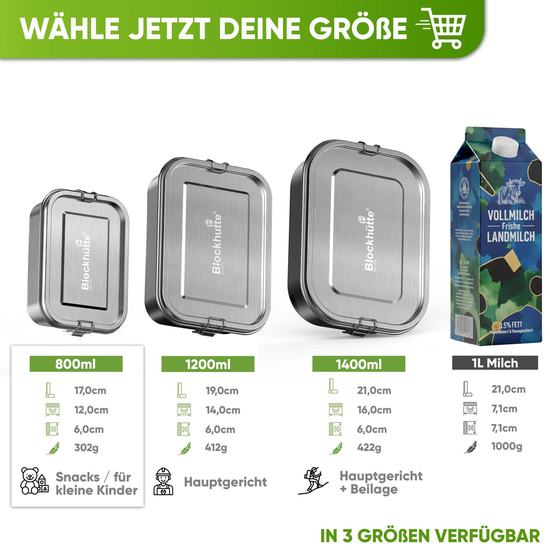 ECO Tiffin Swing Lunch Box In Acciaio Inox – Contenitore Rotondo A 3 Strati, 1200 Ml, A Prova Di Perdite, BPA Free, Senza Plastica, Con Maniglia