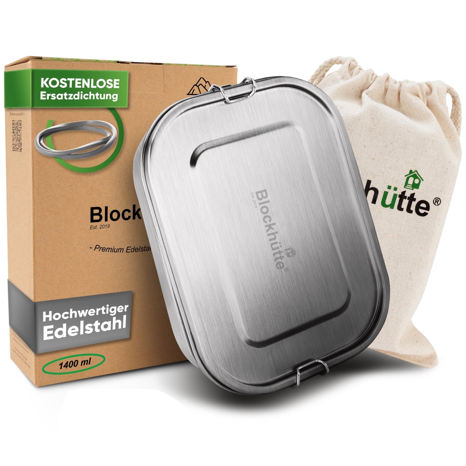 Premium Edelstahl Brotdose mit 2 Trennwänden | 1400ml |