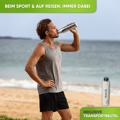 Premium Edelstahl Sport Trinkflasche isoliert mit [GRATIS Naturborsten - Bürste] | 1000ml |