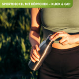 Premium Edelstahl Sport Trinkflasche isoliert mit [GRATIS Naturborsten - Bürste] | 1000ml |