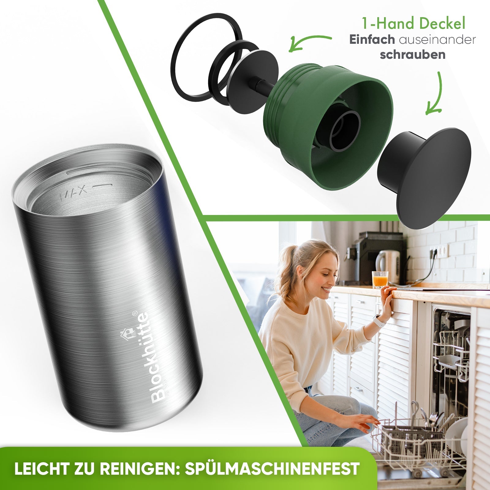 Premium Edelstahl Thermobecher für Kaffee und Tee - Blockhütte - BH0030