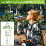 Premium Edelstahl Trinkflasche isoliert mit [GRATIS Bürste] - Blockhütte - BH0013