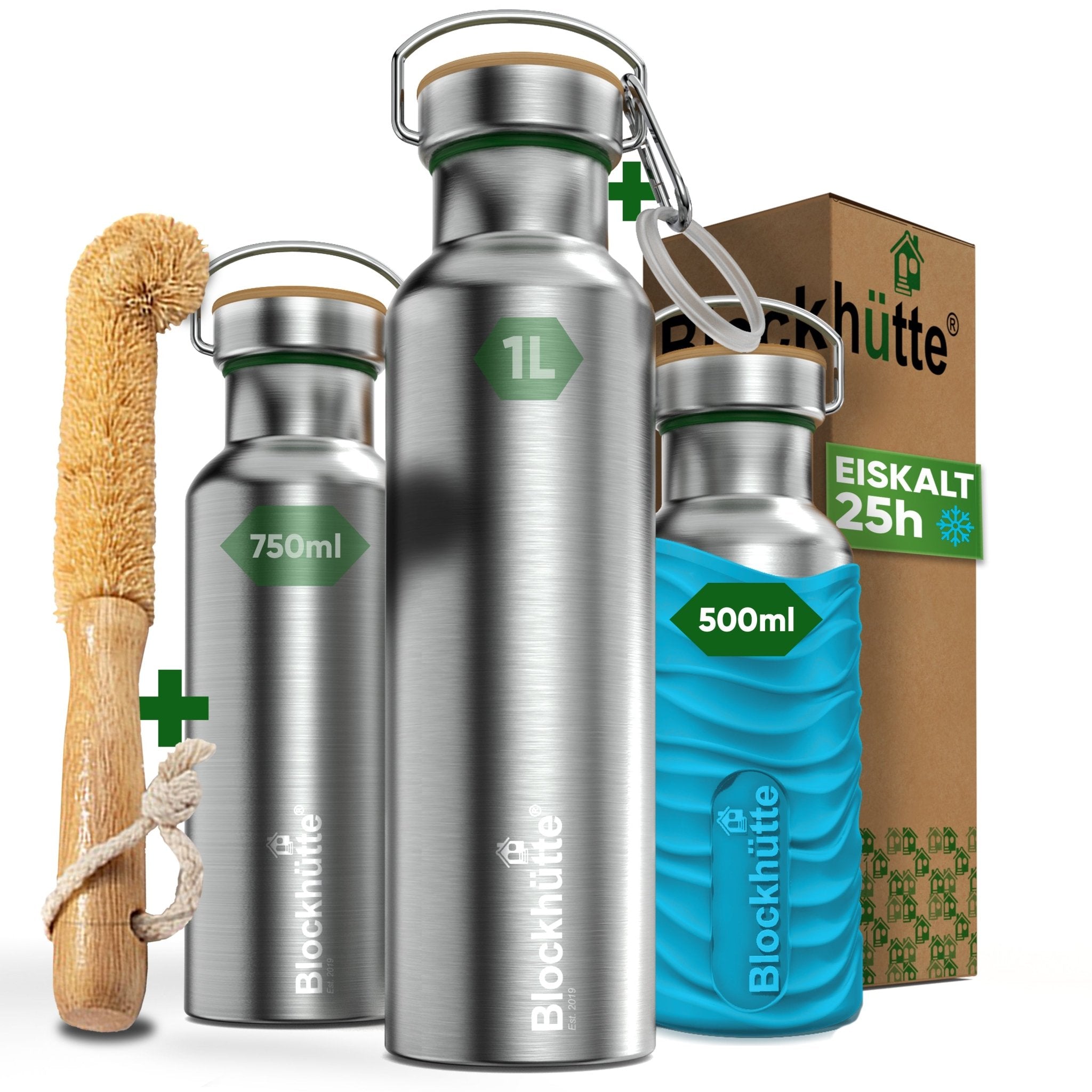 Borraccia termica in acciaio inox con guaina in silicone | 500ml | turchese | immagine principale