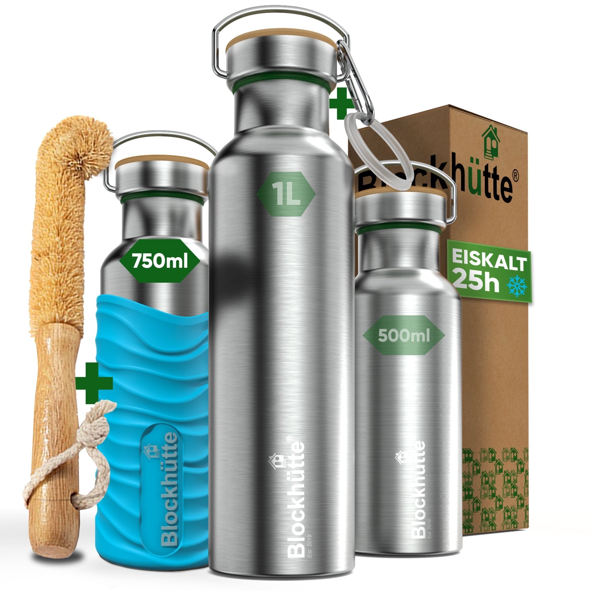 Borraccia termica in acciaio inox con guaina in silicone | 750ml | turchese | immagine principale