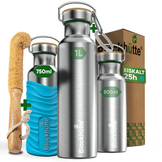 Borraccia termica in acciaio inox con guaina in silicone | 750ml | turchese | immagine principale