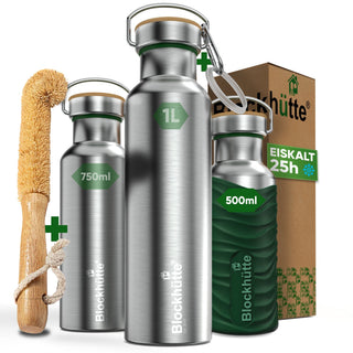 Borraccia termica in acciaio inox con guaina in silicone | 500ml | verde scuro | immagine principale