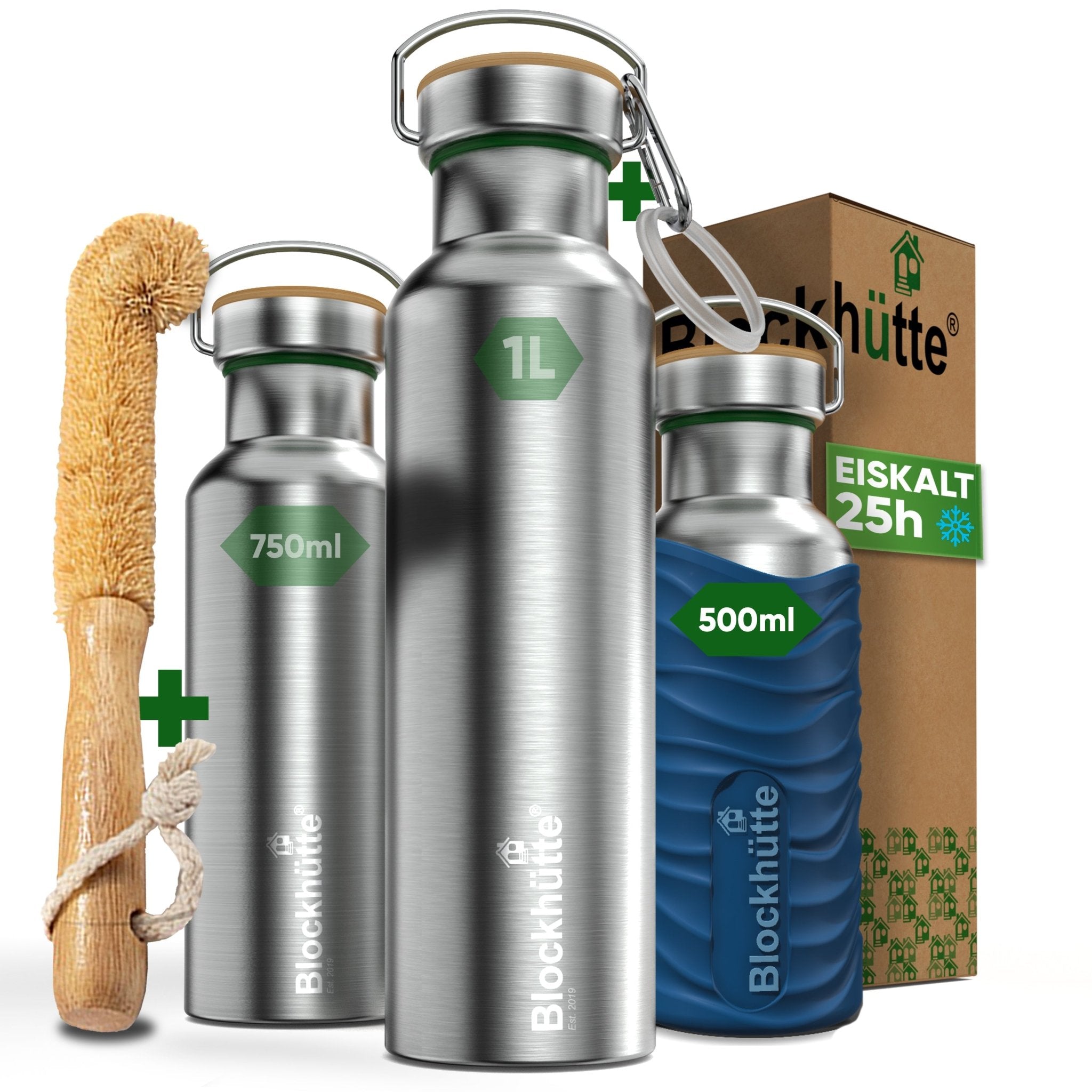 Borraccia termica in acciaio inox con guaina in silicone | 500ml | blu | immagine principale