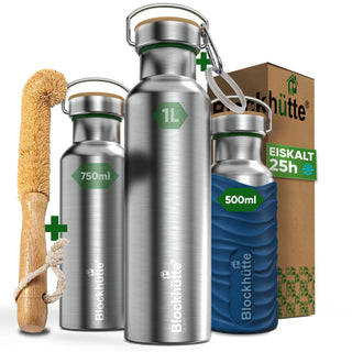 Borraccia termica in acciaio inox con guaina in silicone | 500ml | blu | immagine principale