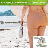 Premium Edelstahl Trinkflasche isoliert mit Silikonmantel - Blockhütte - BH0007-BLAU