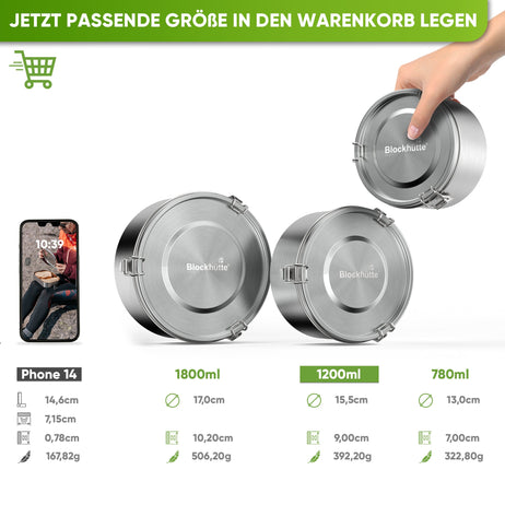 Runde Premium Edelstahl Brotdose - Blockhütte - BH0029