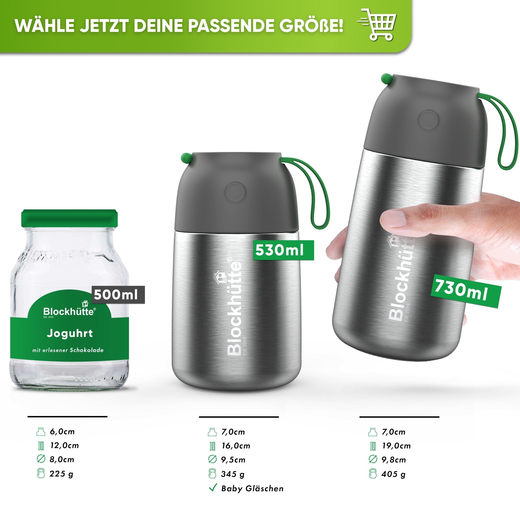 Freizeit Bundle - Edelstahl Thermobehälter + Edelstahl Sport Trinkflasche | Edelstahl Sport Trinkflasche: 1000ml | Edelstahl Thermobehälter: 1000ml