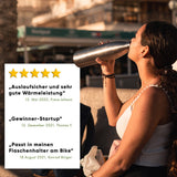 Premium Edelstahl Sport Trinkflasche isoliert mit [GRATIS Naturborsten - Bürste] - Blockhütte - BH0016